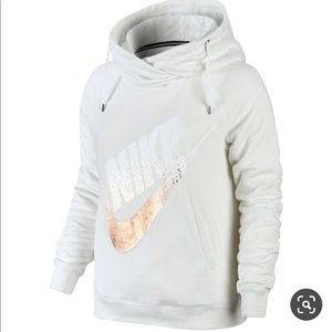 White Nike Sweatshirt With Rose Gold Detail